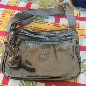 Kipling Women's Handbag Purse Metallic Glow Triple Zip Crossbody Bag Has Monkey